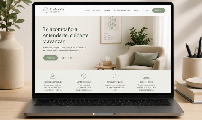 Ejemplo de diseño web para psicólogo — disenowebpro.com